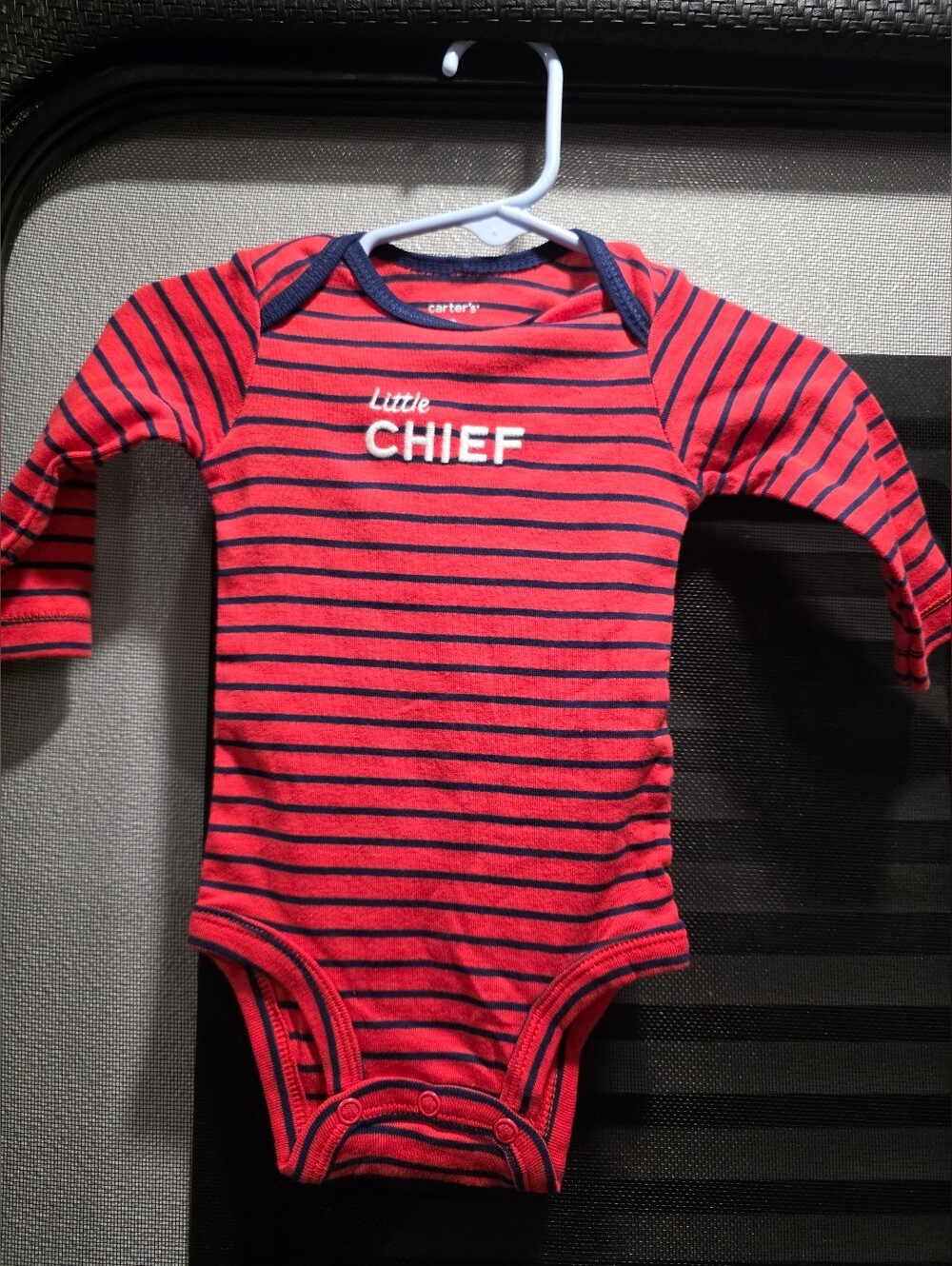 Carter's Little Chief Red & Navy Striped Baby One-Piece